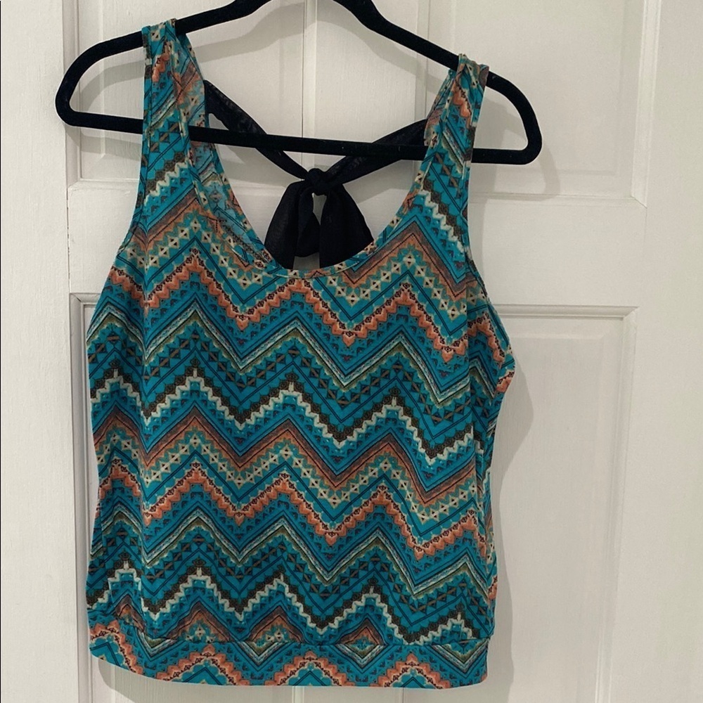 Southwestern Inspired Tank Top Multicolored Geometric Pattern, XL